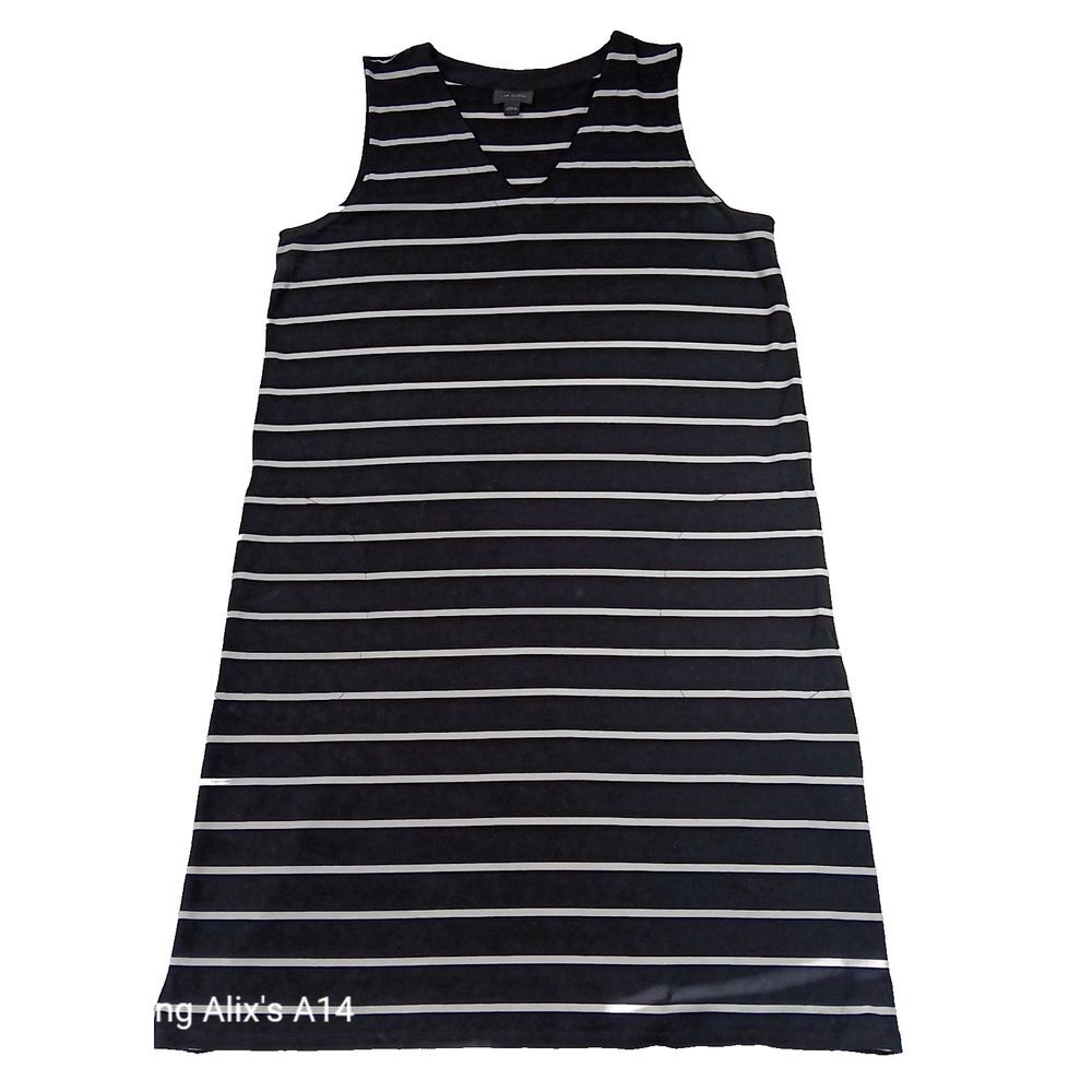 J Jill Womens Sz Large Sleeveless Knee Length Dress Black White Nautical